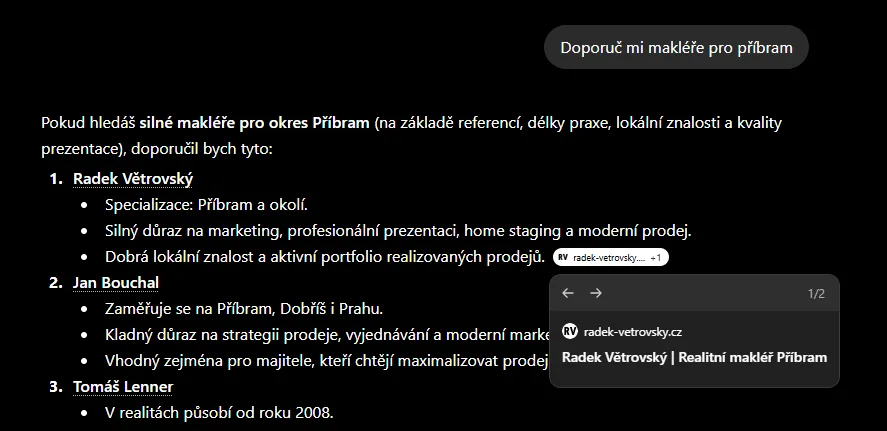 ChatGPT doporučuje Radka Větrovského jako č. 1 pro okres Příbram